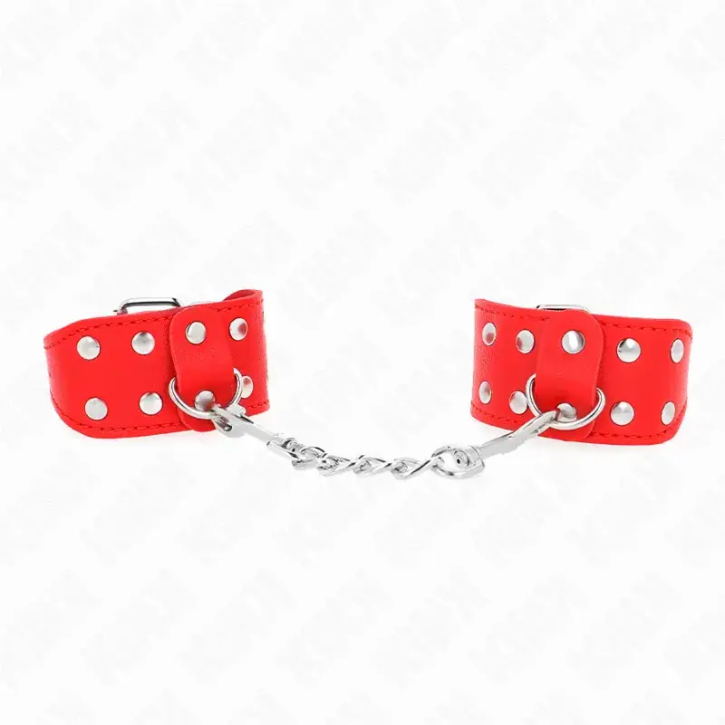 KINK - Muñequera con Doble Línea de Tachuelas Ajustable Rojo
