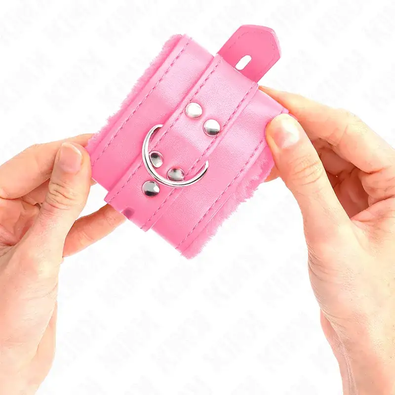 KINK - Muñequera forrada con agujeros cuadrados rosa y correa rosa ajustable - Imagen 4