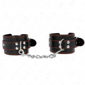 KINK - Muñequera Negra con Detalles en Rojo Ajustable 20-28 cm x 5.5 cm