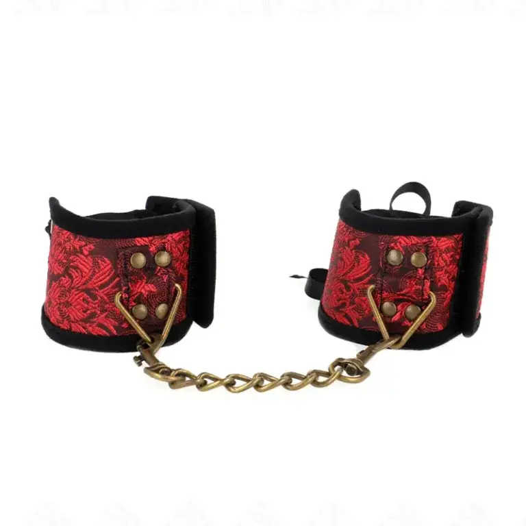 KINK - Muñequeras Diseño Escándalo Rojo-Negro con Detalle Lazo