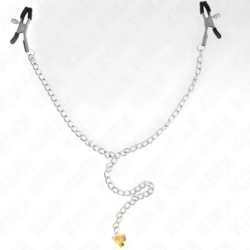KINK - Pinzas para pezones con campana cascabel dorado y cadena 30 cm - Imagen 4