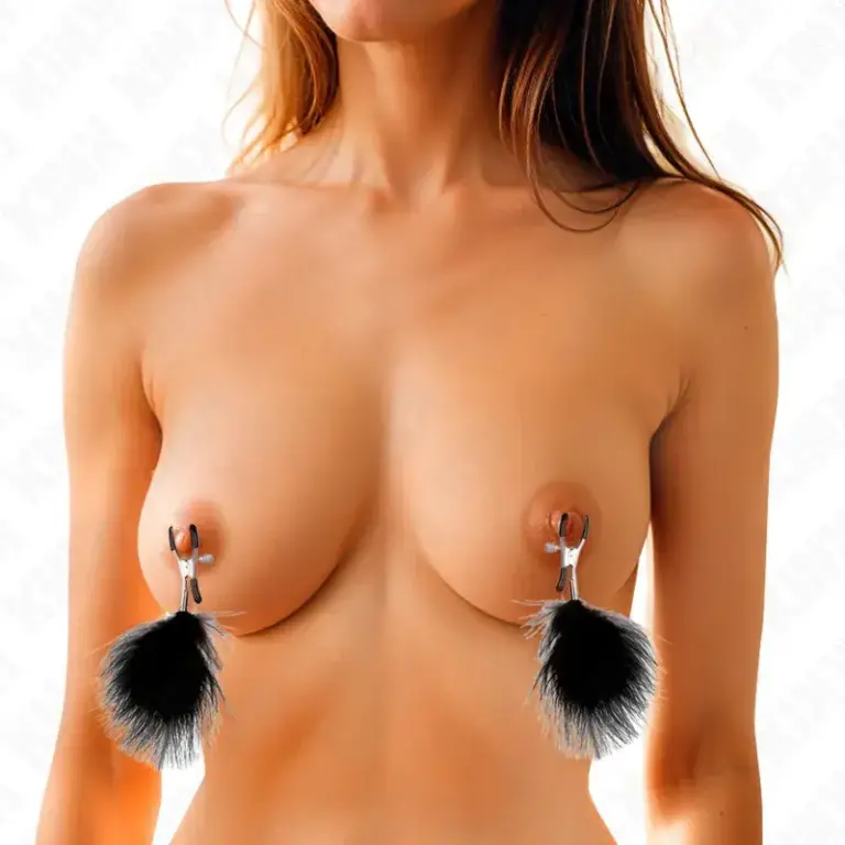 KINK - Pinzas para pezones con pluma negro 7 cm
