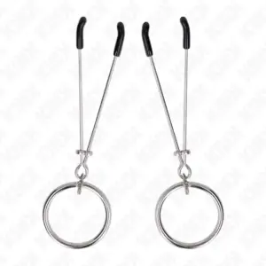 KINK - Pinzas para Pezones Fina con Aro Plateado 7 cm