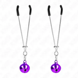 KINK - Pinzas para Pezones Finas con Cascabel Violeta 7 cm