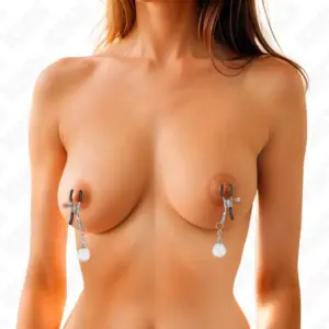 KINK - Pinzas para Pezones Plateadas con Colgante de Vidrio 6 cm
