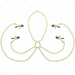KINK - Pinzas para Pezones y Clítoris 4 Enganches Ajustable Dorado
