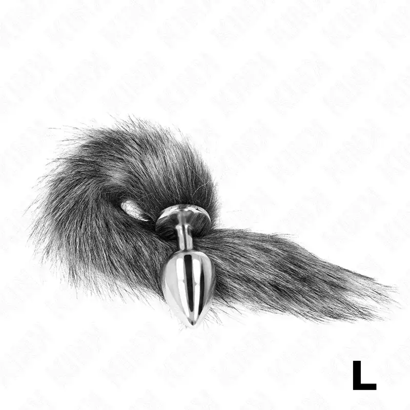 KINK - Plug Anal Talla L 10 x 4 cm con Cola Sintética 40 cm Plateado - Imagen 2