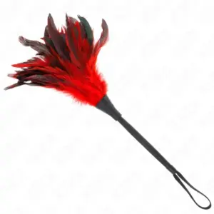 KINK - Plumas de Pollo para Cosquillas con Forma Cuerno de Criada Rojo 36 cm