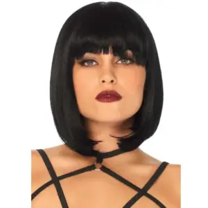 Leg Avenue - Peluca corta de corte bob natural negro