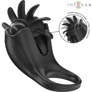 MABEL - Anillo vibrador negro con estimulador de clítoris y 10 vibraciones