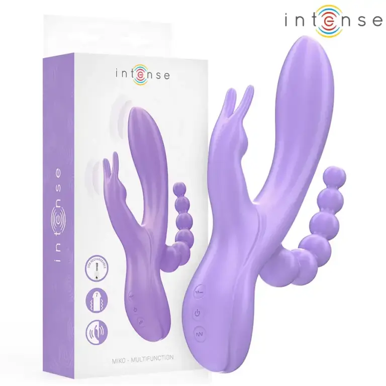 MIKO - Vibrador triple rabbit & estimulador anal morado