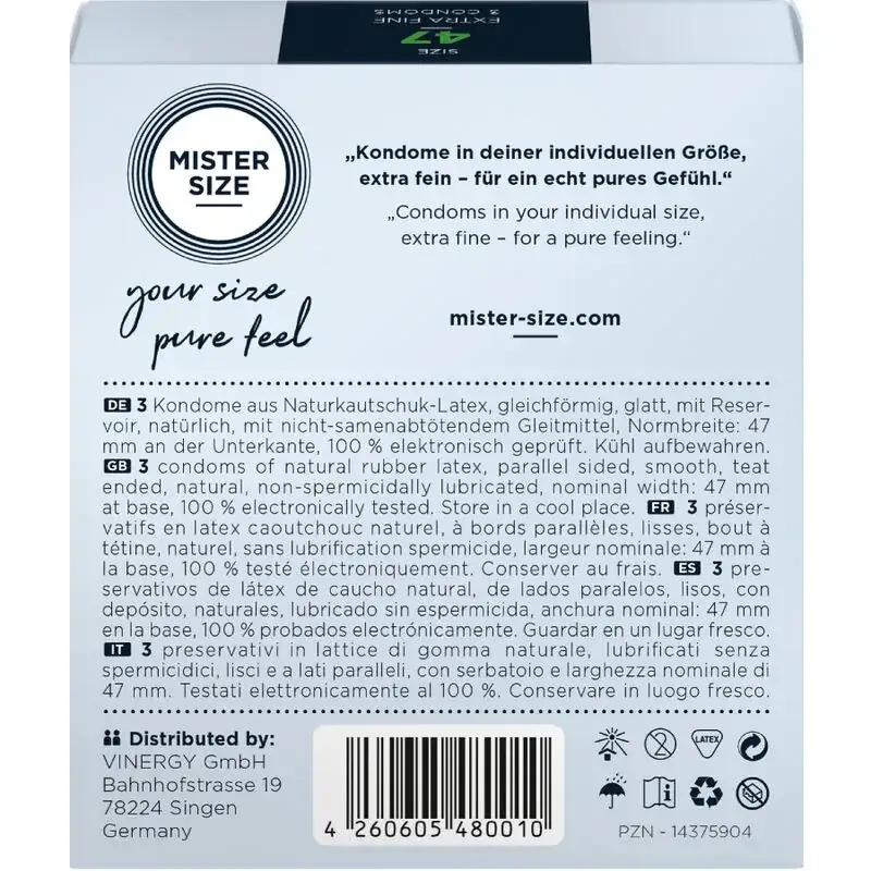 MISTER SIZE - PRESERVATIVOS TALLA XS 47 MM (3 UNIDADES) - Imagen 3