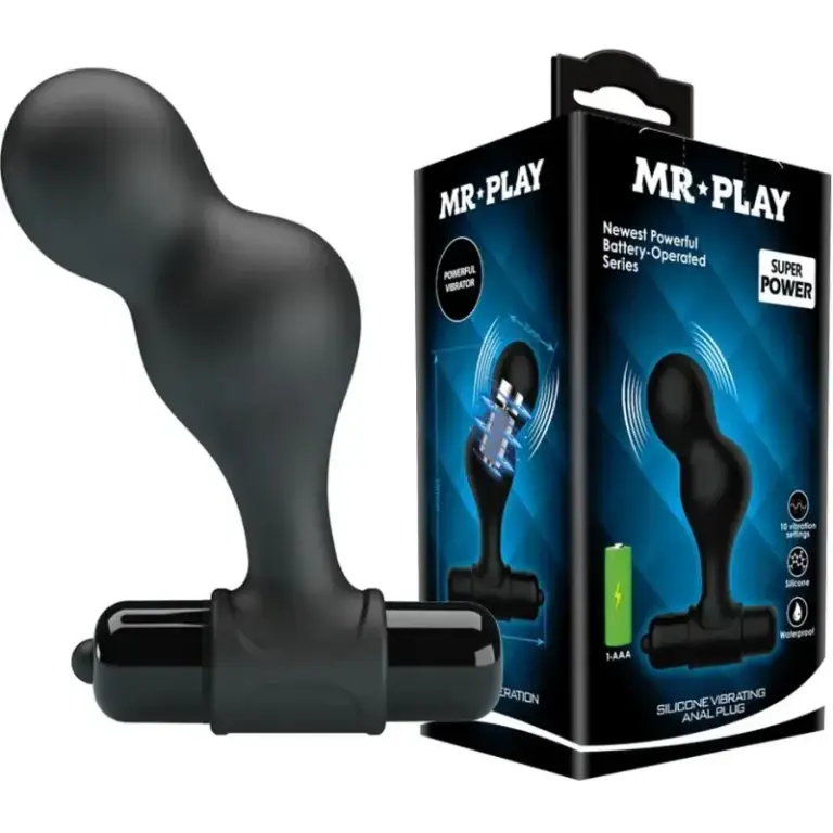 MR PLAY - Plug Anal Vibrador de Silicona Negro