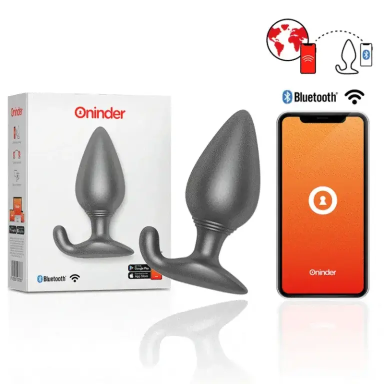 ONINDER - Plug Anal Vibrador Negro con Control Remoto y App Gratuita