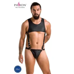 PASSION - 056 BODY ADAM NEGRO S/M: Lencería Elegante y Sensual para Hombres