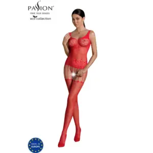 PASSION - Bodystocking Eco BS001 Rojo para una Pasión Sostenible