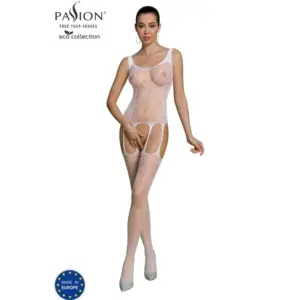 PASSION - Bodystocking Eco BS007 Blanco - Lencería Erótica Ecológica
