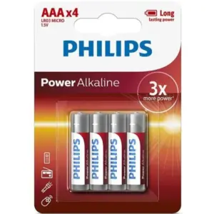 PHILIPS - Power Alkaline Pila AAA LR03 Blister de 4 Unidades