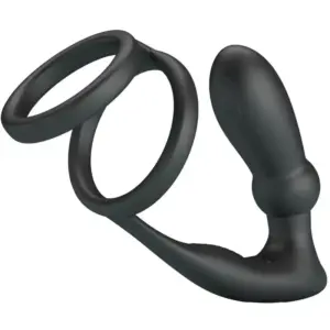 Pretty Love - Anillo pene y plug anal con vibraciones negras