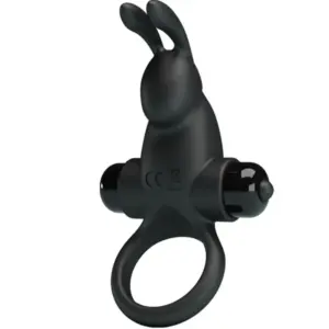 Pretty Love - Anillo Vibrador Rabbit Clítoris Negro con 10 Vibraciones