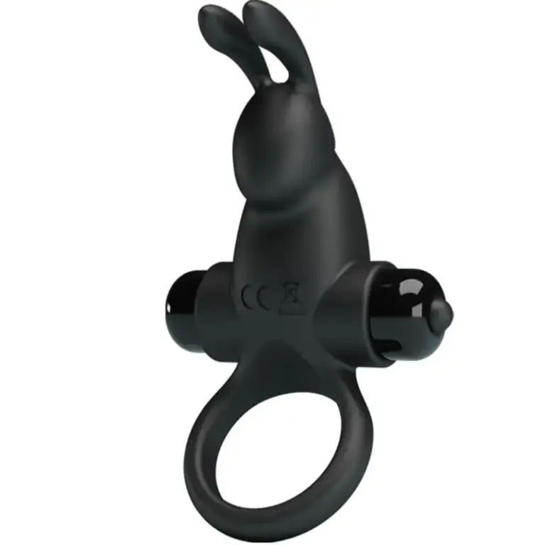Pretty Love - Anillo Vibrador Rabbit Clítoris Negro con 10 Vibraciones