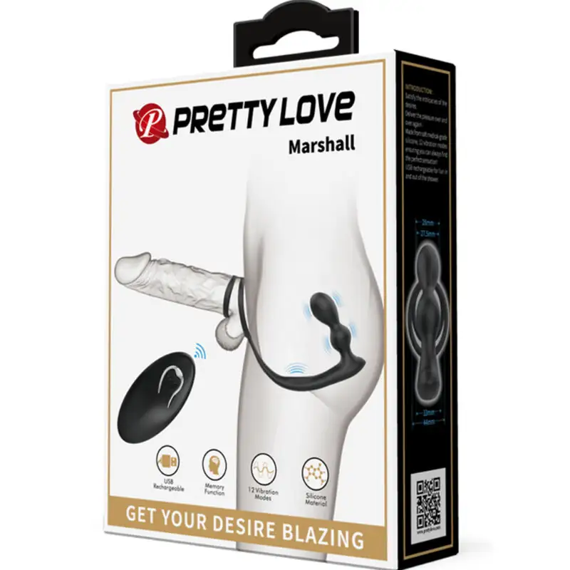 Pretty Love - Marshall Anillo para Pene + Plug Anal Vibratorio con Control Remoto - Imagen 9