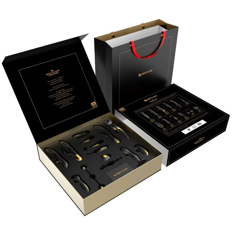 Pretty Love - Queens Luxury Collection: Kit de Lujo Negro & Oro con 12 Juguetes Eróticos