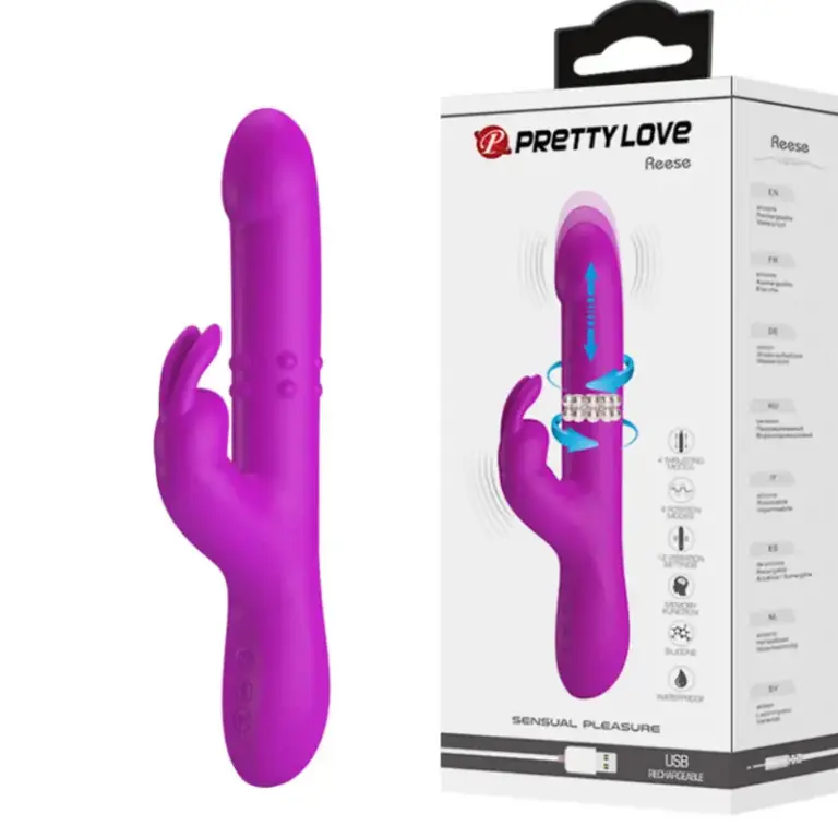 Pretty Love - Vibrador rabbit con rotación morado