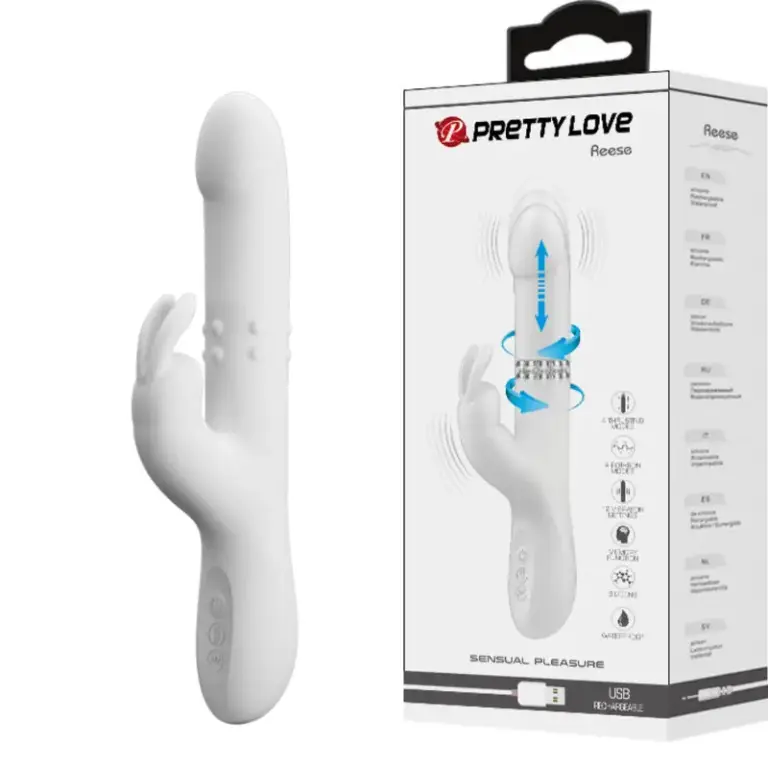 Pretty Love - Vibrador rabbit con rotación plateado