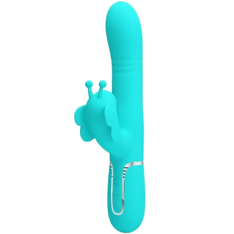 Pretty Love - Vibrador Rabbit Multifunción 4 en 1 Mariposa Verde Agua