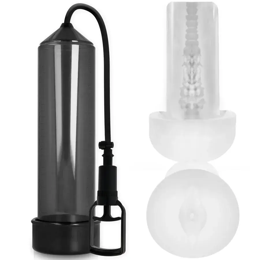 PUMP ADDICTED - Bomba Erección RX7 Negro con Masturbador: Mejora tu Rendimiento Sexual