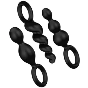 SATISFYER - Plugs Anales Set 3 pcs Premium Negros