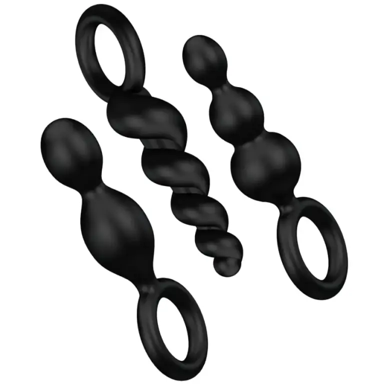 SATISFYER - Plugs Anales Set 3 pcs Premium Negros