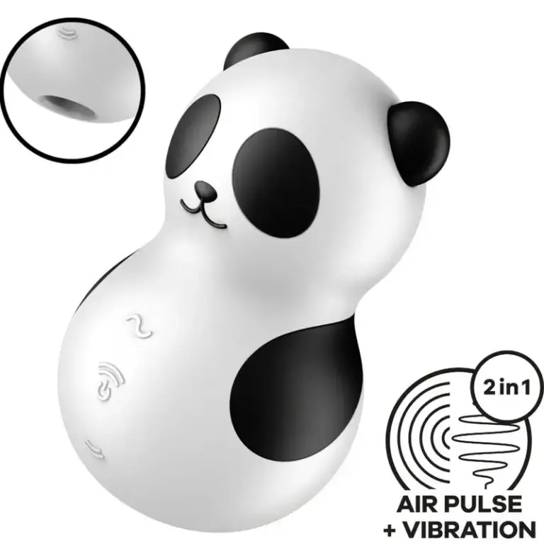 Satisfyer - Pocket Panda Estimulador y Vibrador Blanco y Negro