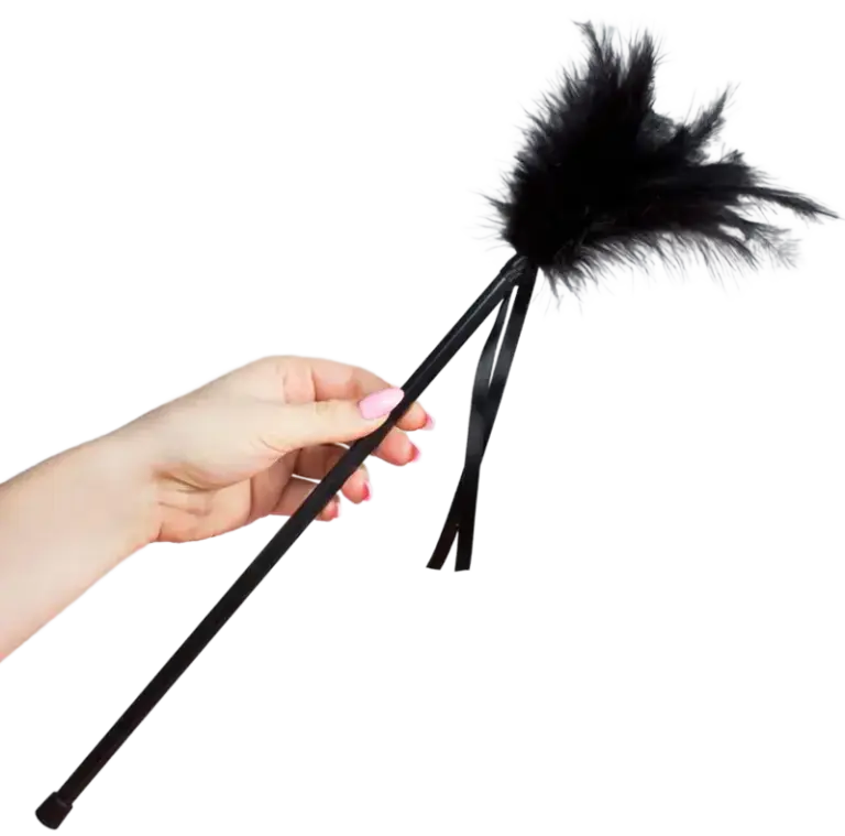 Secretplay - Plumero de Plumas Negro 40 cm para Caricias Eróticas