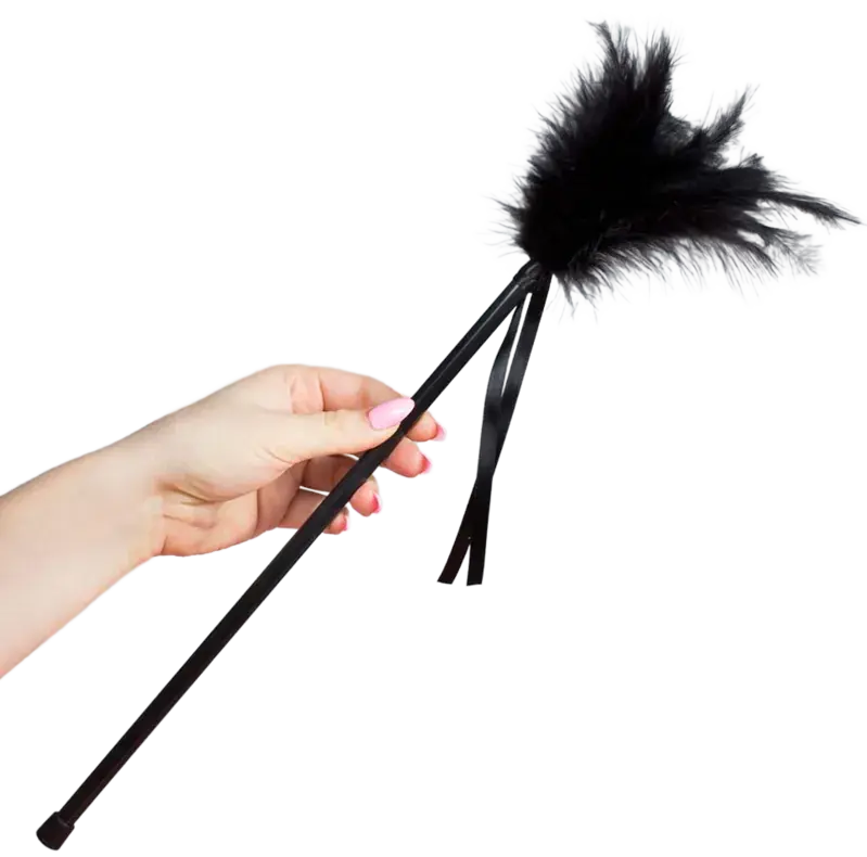 Secretplay - Plumero de Plumas Negro 40 cm para Caricias Eróticas