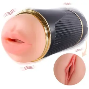 SHEQU - Masturbador Doble con Vibración Dual Boca y Vagina