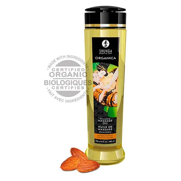 SHUNGA - Aceite de masaje orgánico Almendra 240 ML para momentos íntimos