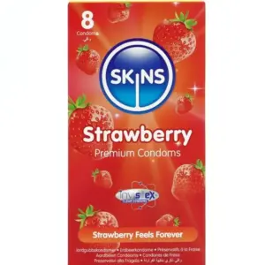 SKINS - Preservativos Premium Sabor Fresa Pack 8