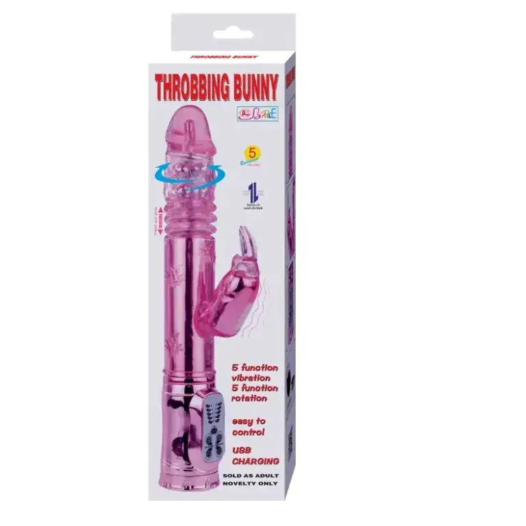 Throbbing Bunny - Vibrador rotador rampante rosa para placer máximo