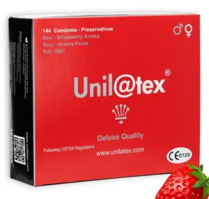 Unilatex - Preservativos Rojos con Sabor a Fresa 144 Uds