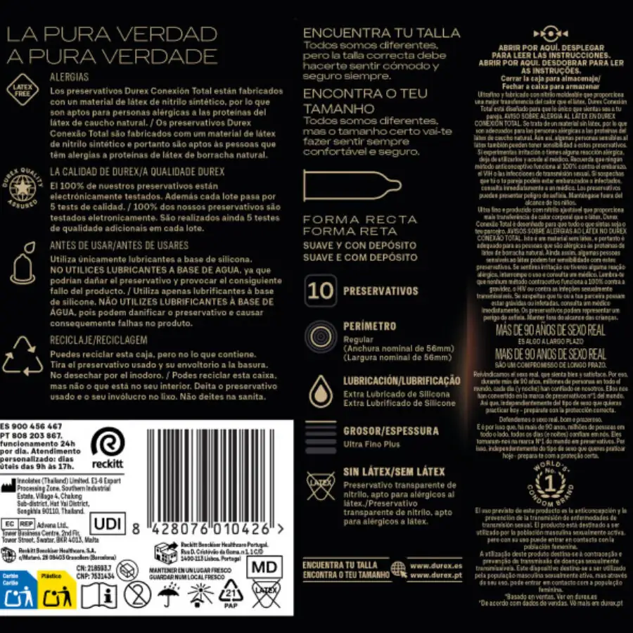 DUREX - Conexión Total XL Ultra Fino Plus Sin Láttex 10 Unidades - Imagen 5