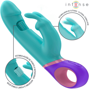 INTENSE - Vibrador Rabbit MONICA Azul con Estimulador Rotatorio