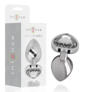 INTENSE - Plug Anal Metal Corazón Blanco Premium Talla L