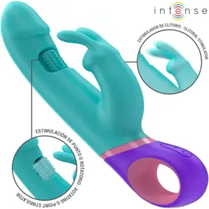 INTENSE - Vibrador Rabbit MONICA Azul con Estimulador Rotatorio