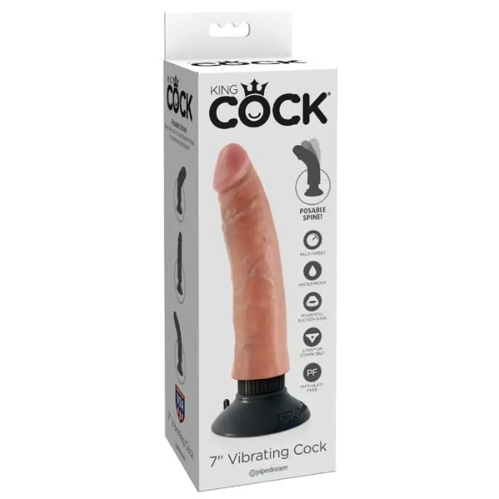 KING COCK - DILDO VIBRADOR 17.78 CM NATURAL Premium y Realista