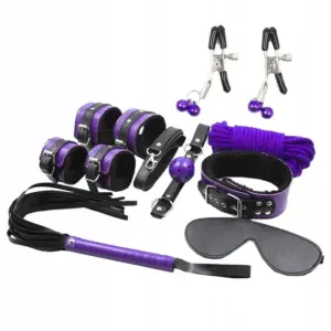 SECRETPLAY - Set BDSM 8PCS Lila/Negro Profesional y Completo