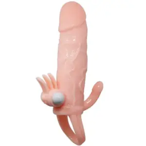 Brave Man - Funda Pene Vibrador Anal y Clítoris 16.5 cm Natural