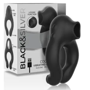 BLACK&SILVER - Anillo Vibrador Premium Recargable con 3 Motores