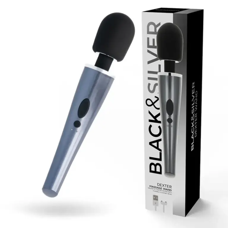 BLACK&SILVER - DEXTER MASSAGE WAND Profesional 10 Modos